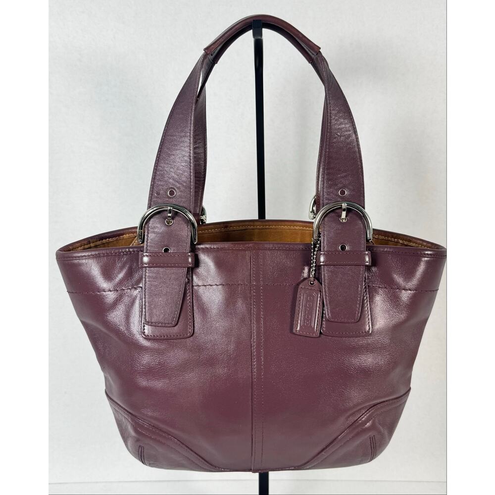 Coach Soho Plum Purple Leather Buckle Tote Shoulder Bag E3S-9544
